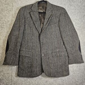 Harris Tweed Mens Gray Herringbone Scottish Wool Sport Coat Blazer Size 40R READ